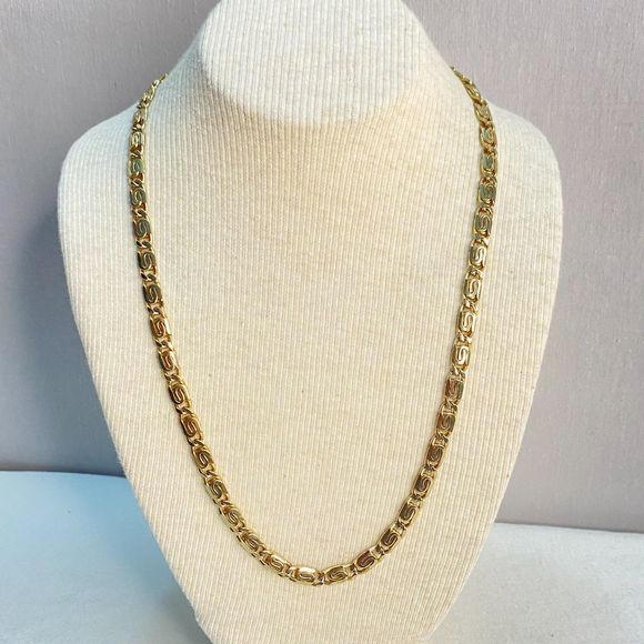 INC Unisex Necklace Gold Tone Scroll Chain Links Matinee Length - Picture 1 of 7